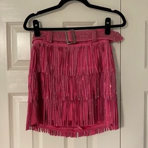 Pink fringe sparkle skirt